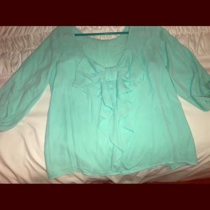 Turquoise bow back top